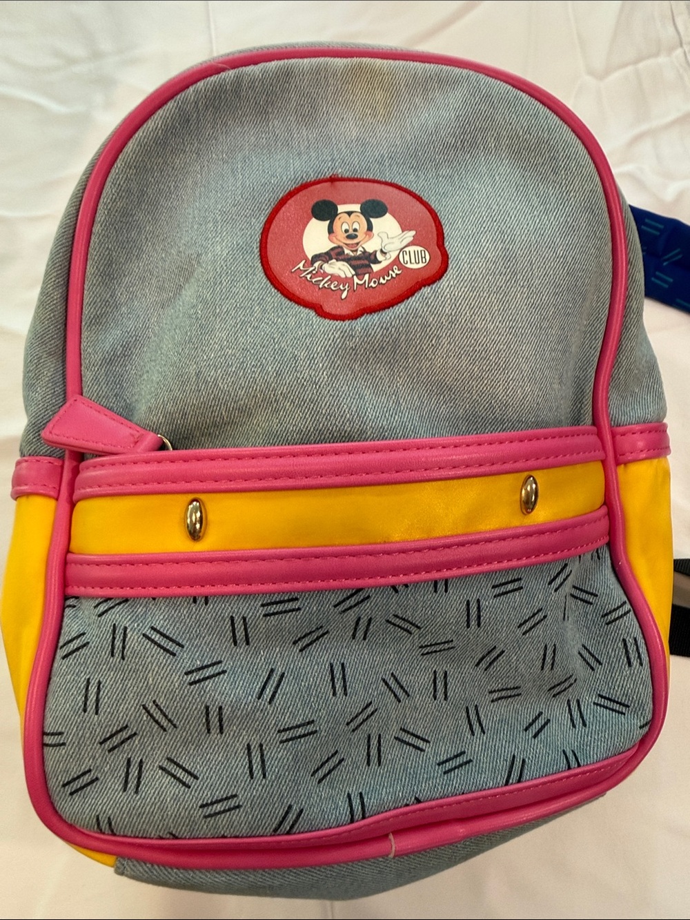 Disney Kids Backpack in Pink, Yellow, Gray with Mickey Patch